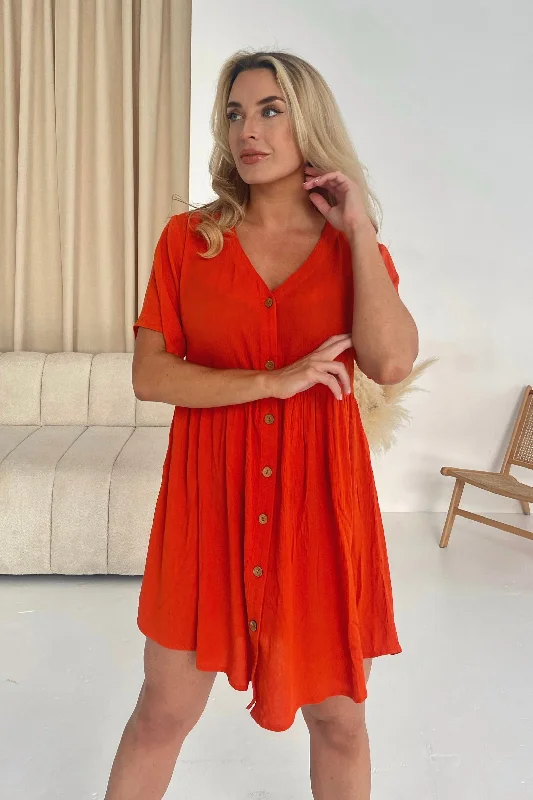 Georgina Orange Smock Dress