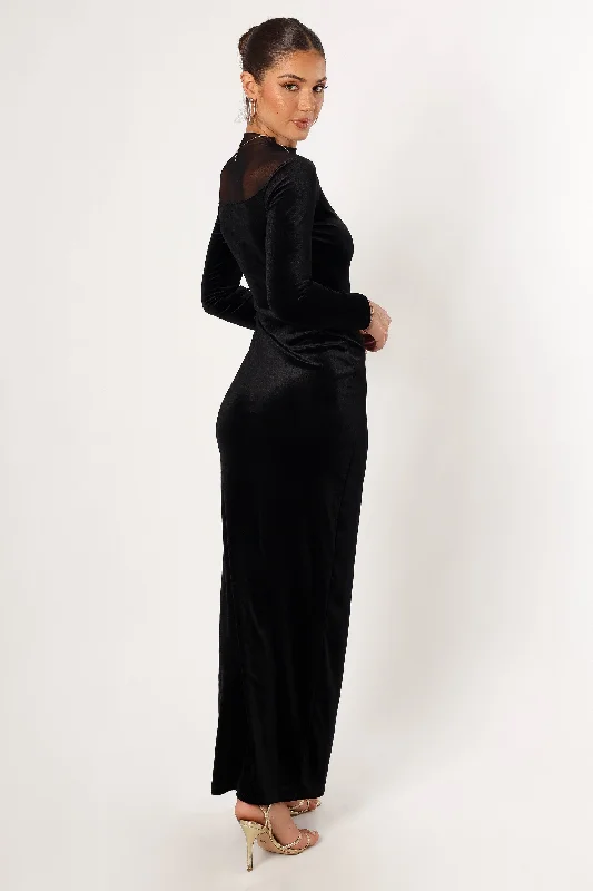 Jessica Long Sleeve Maxi Dress - Black