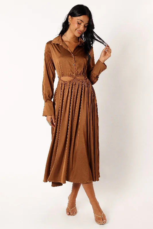 Jett Long Sleeve Midi Dress - Bronze