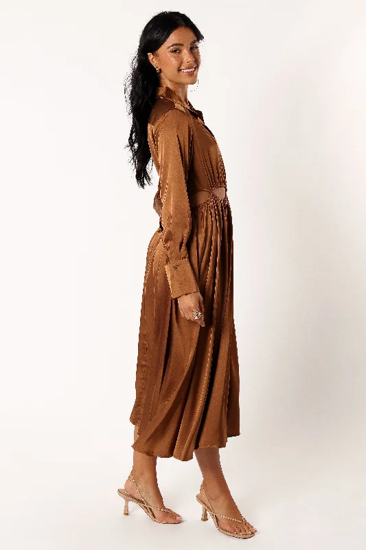 Jett Long Sleeve Midi Dress - Bronze