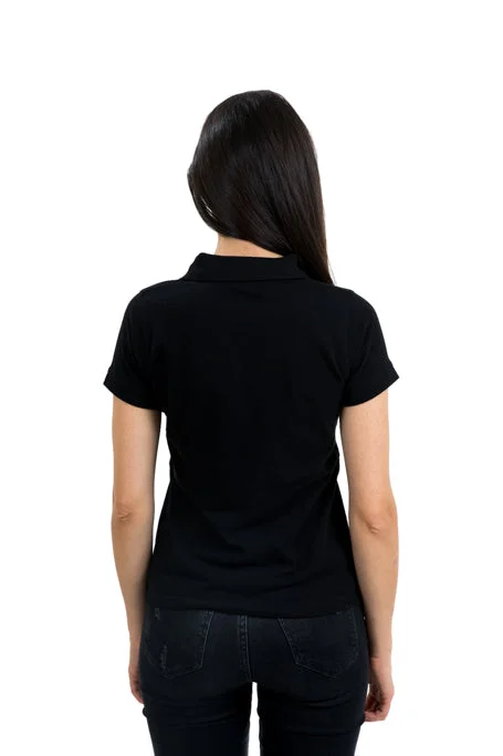 Ladies Black Polo White Skull