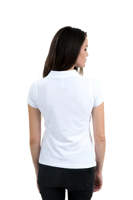 Ladies White Polo Black Skull