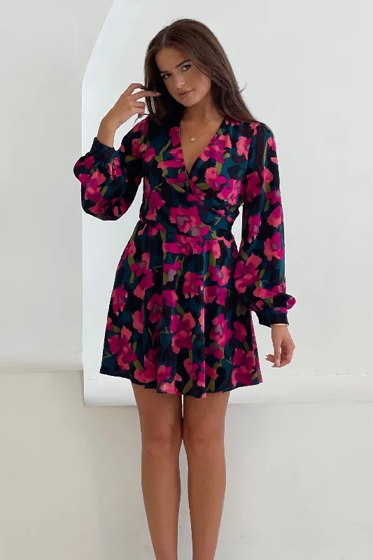 Ruth Floral Wrap Mini Skater Dress