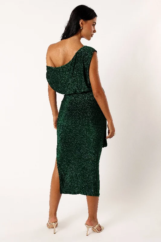 Santiago Off Shoulder Midi Dress - Emerald