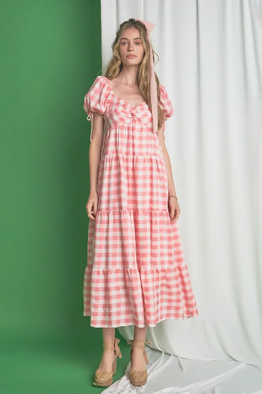 Knotted Gingham Dress