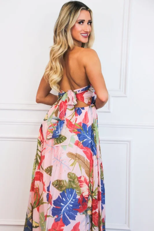 See You at Sunset Floral Maxi Dress: Blue/Red Multi