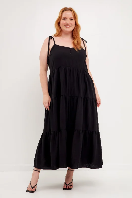 Spaghetti Tie Tiered Maxi Dress