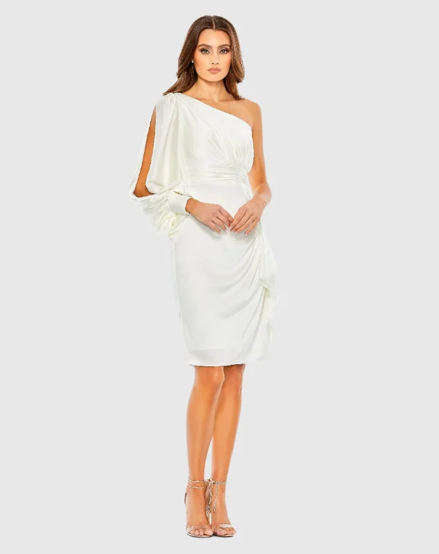 Satin One Sleeve Cocktail Dress