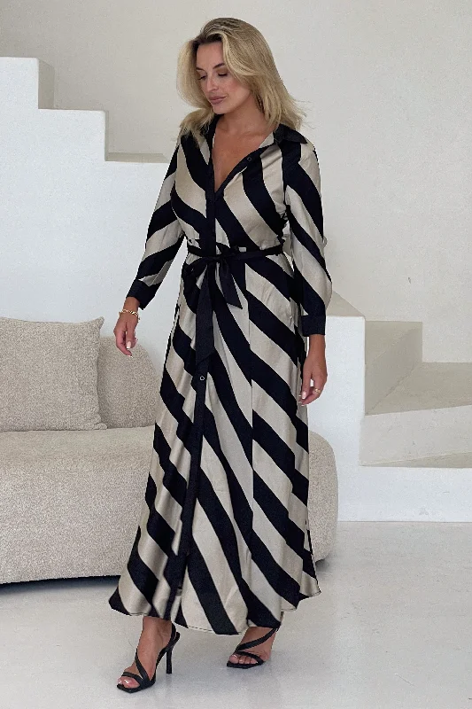 Angela Bias Stripe Midi Dress