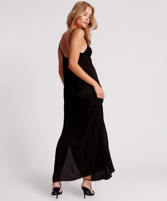 ANIMAL JAQUARD MAXI SLIP DRESS