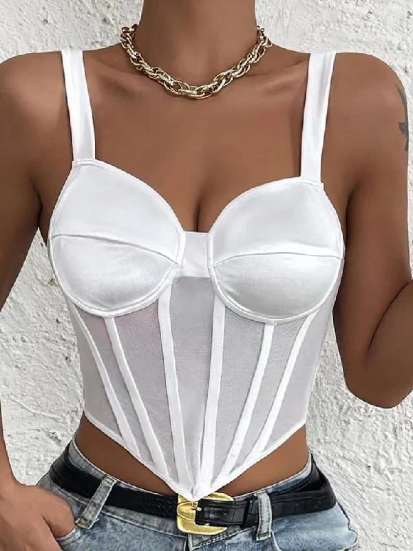 Black & White Corset Mesh Top