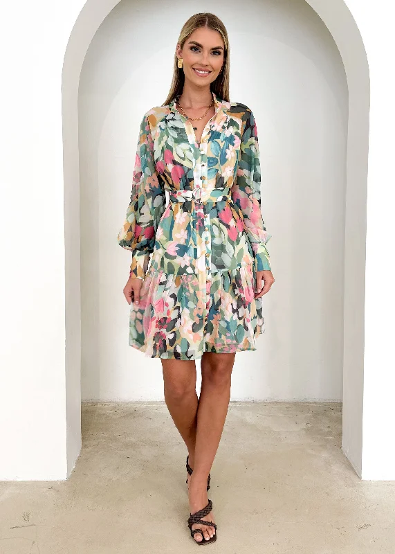 Daria Dress - Teal Floral