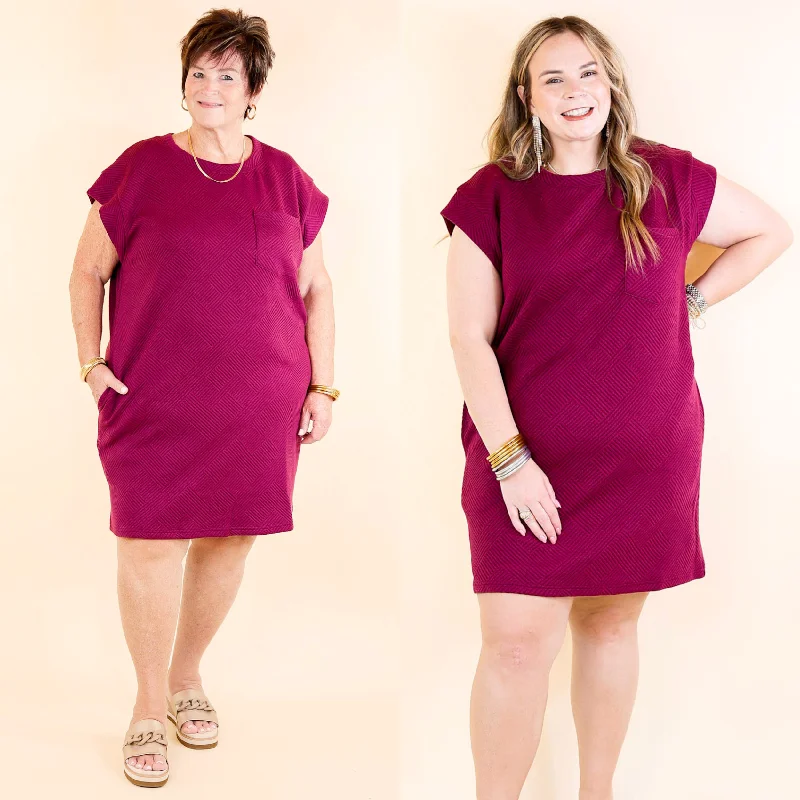 Glamour on the Go Textured Dress in Plum Purple