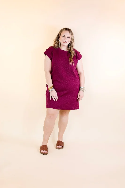 Glamour on the Go Textured Dress in Plum Purple