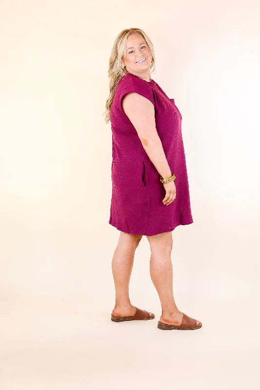 Glamour on the Go Textured Dress in Plum Purple