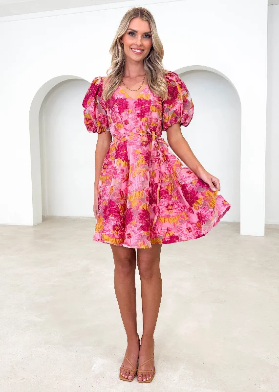 Laqueen Dress - Pink Jacquard