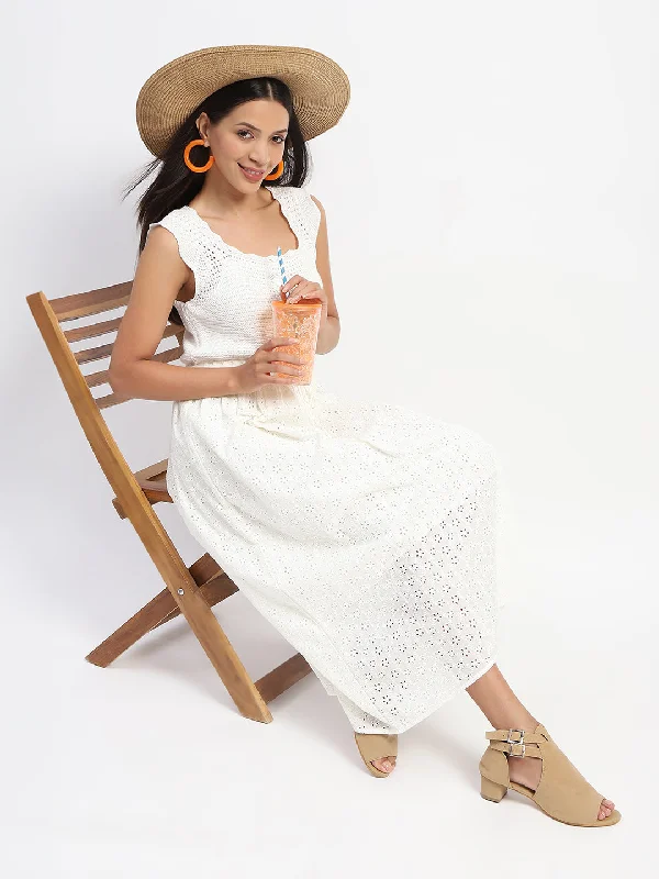 Madame Crochet Beige Knee Length Dress