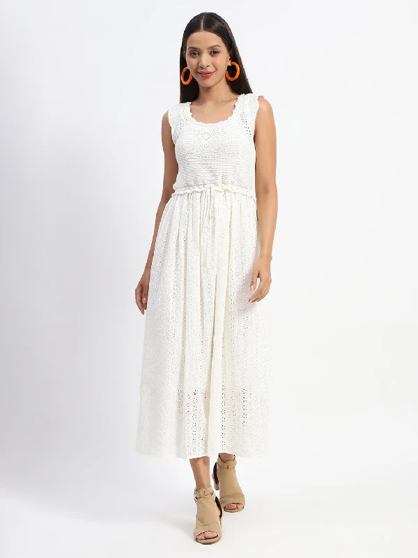 Madame Crochet Beige Knee Length Dress