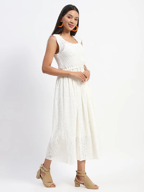 Madame Crochet Beige Knee Length Dress