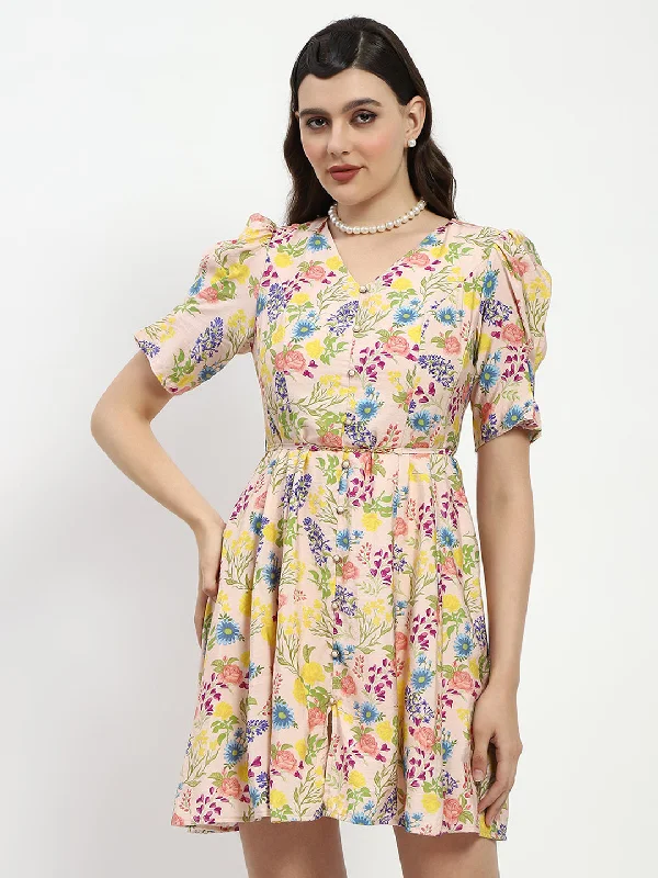 Madame Bridgerton Floral Print Waist Tie Rayon Midi Dress