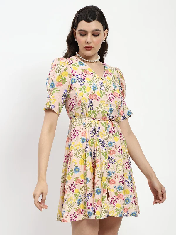 Madame Bridgerton Floral Print Waist Tie Rayon Midi Dress