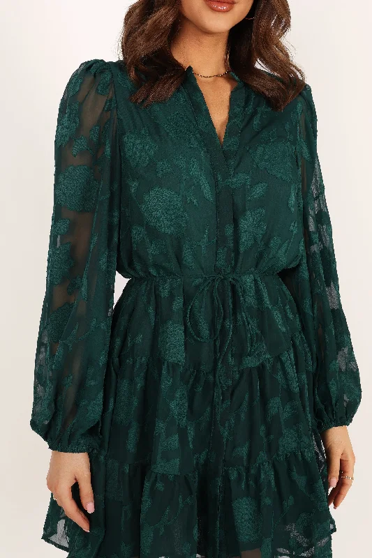 Monary Long Sleeve Mini Dress - Emerald