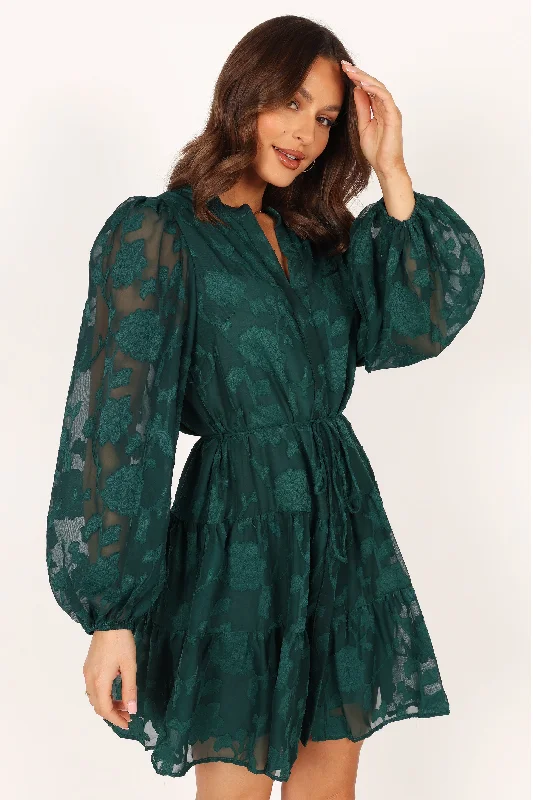 Monary Long Sleeve Mini Dress - Emerald