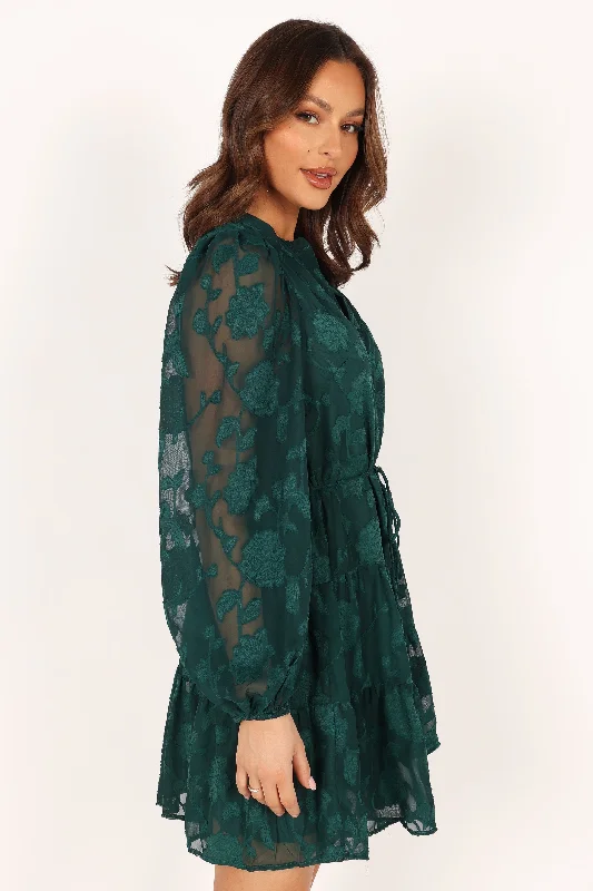 Monary Long Sleeve Mini Dress - Emerald