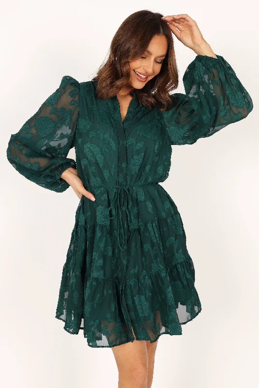 Monary Long Sleeve Mini Dress - Emerald