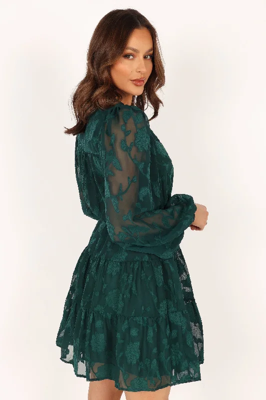 Monary Long Sleeve Mini Dress - Emerald