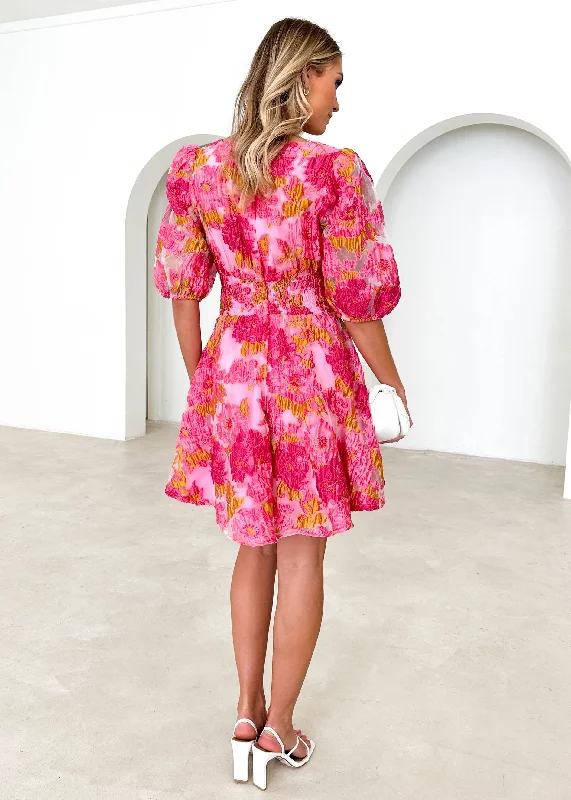 Pixxie Dress - Pink Jacquard