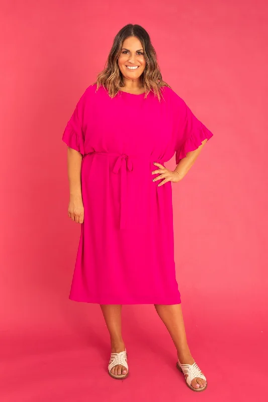 Aria Midi Dress Fuschia