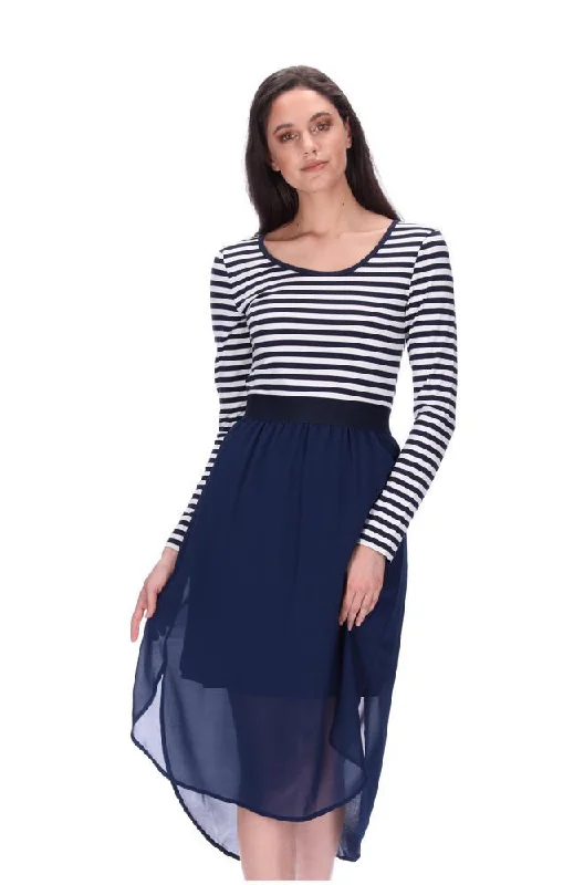 Siri Long Sleeve Midi Dress Navy