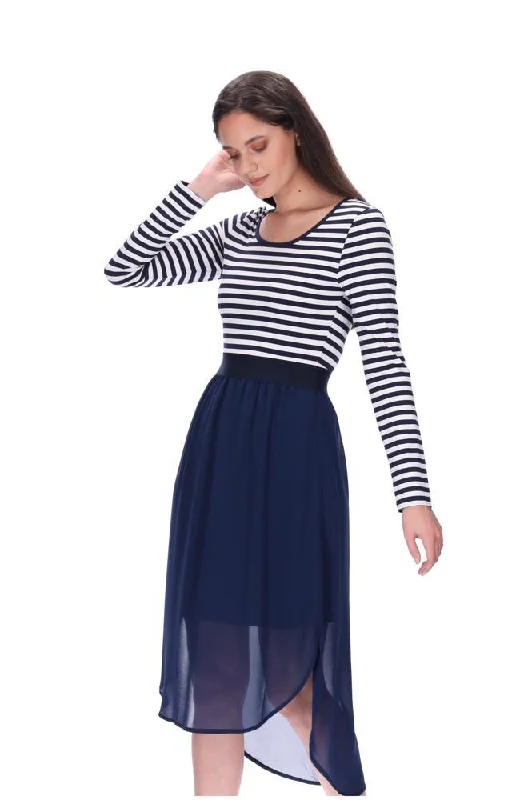 Siri Long Sleeve Midi Dress Navy