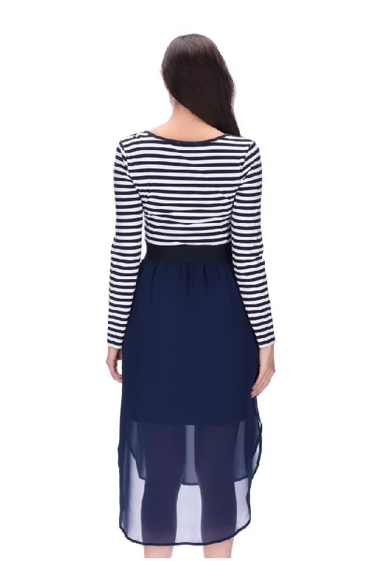 Siri Long Sleeve Midi Dress Navy