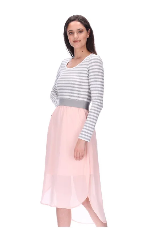 Siri Long Sleeve Midi Dress  Pink