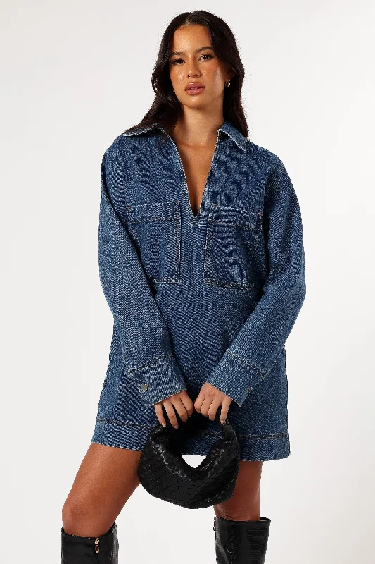 Tara Long Sleeve Dress - Denim