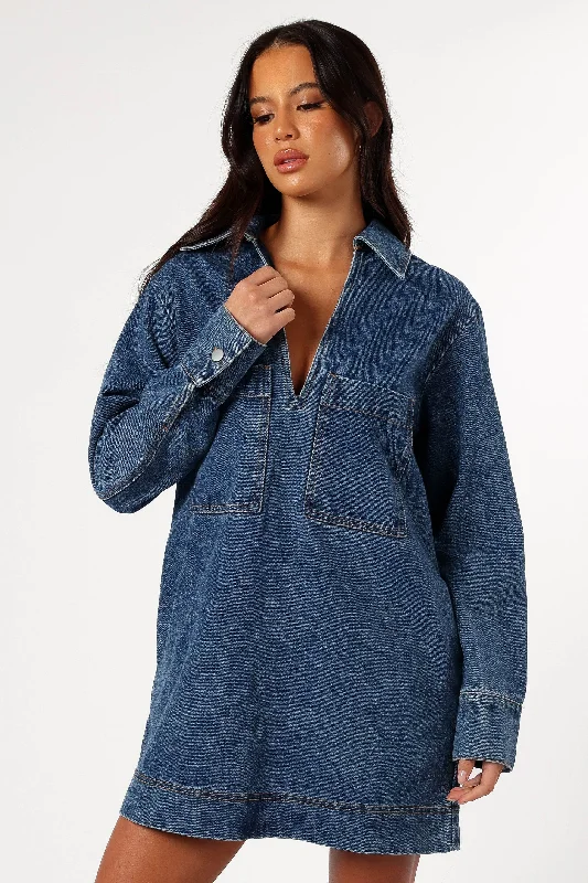 Tara Long Sleeve Dress - Denim