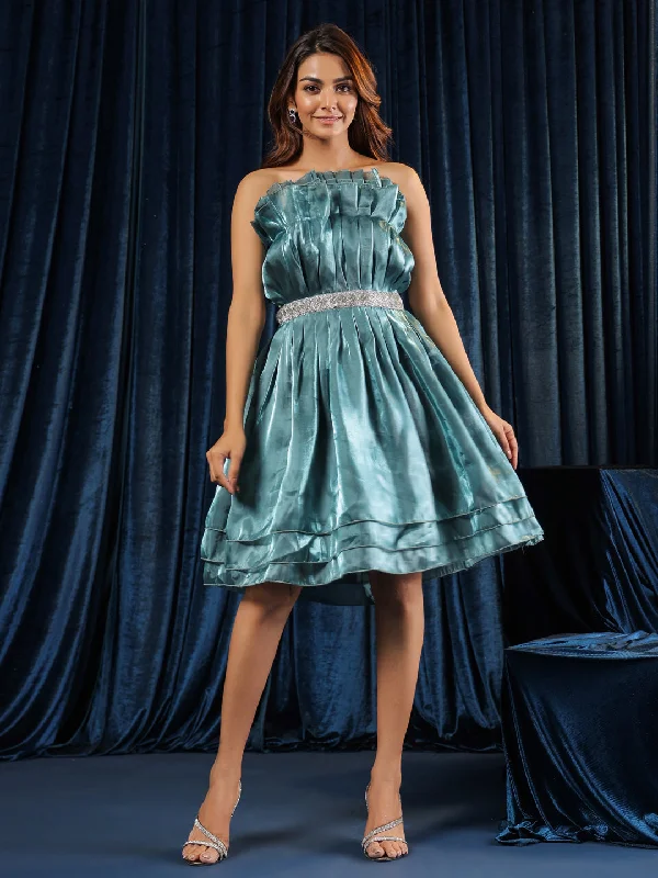 Teal Lagoon Cascade Elegance Dress