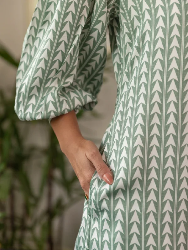 Triangle Sage Green Shirt Dress