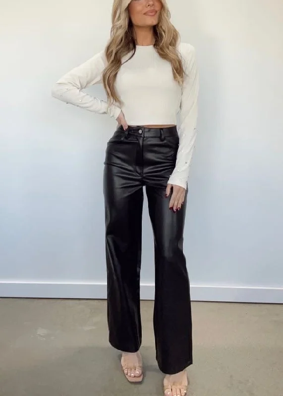 Leather Straight Leg Pants