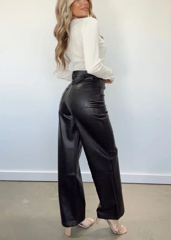 Leather Straight Leg Pants