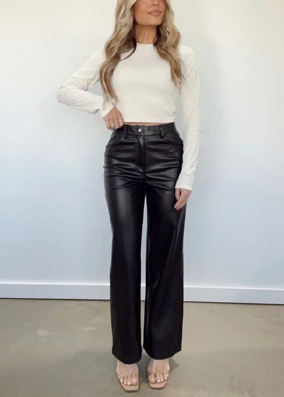 Leather Straight Leg Pants