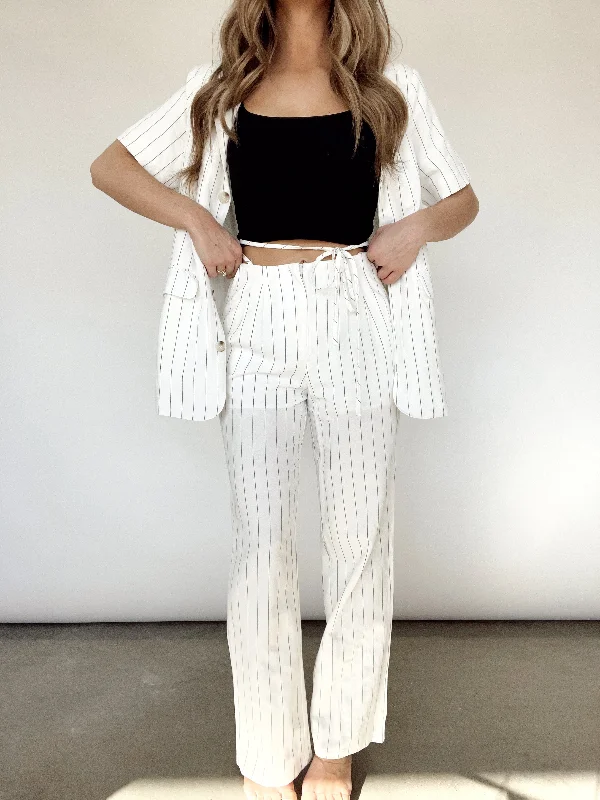 Spring Chic Striped Linen Pants