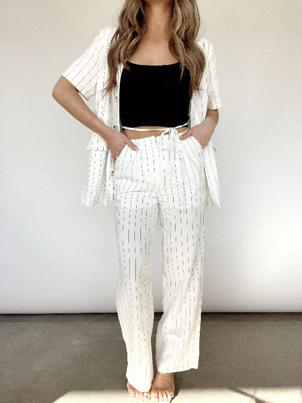 Spring Chic Striped Linen Pants