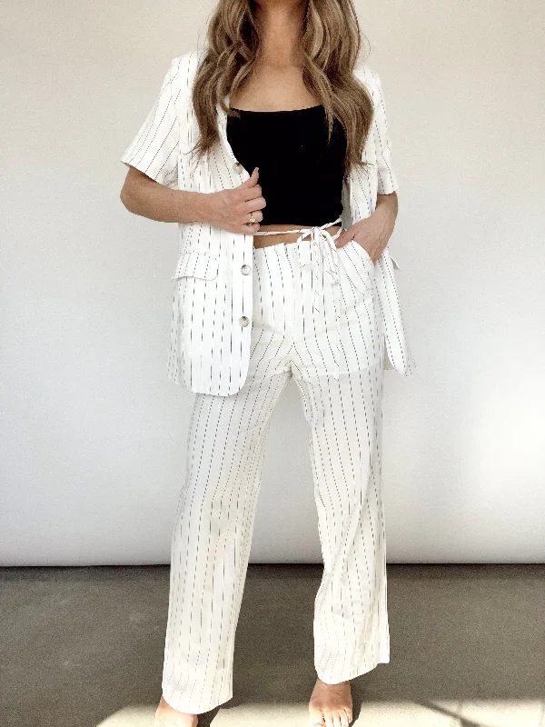 Spring Chic Striped Linen Pants