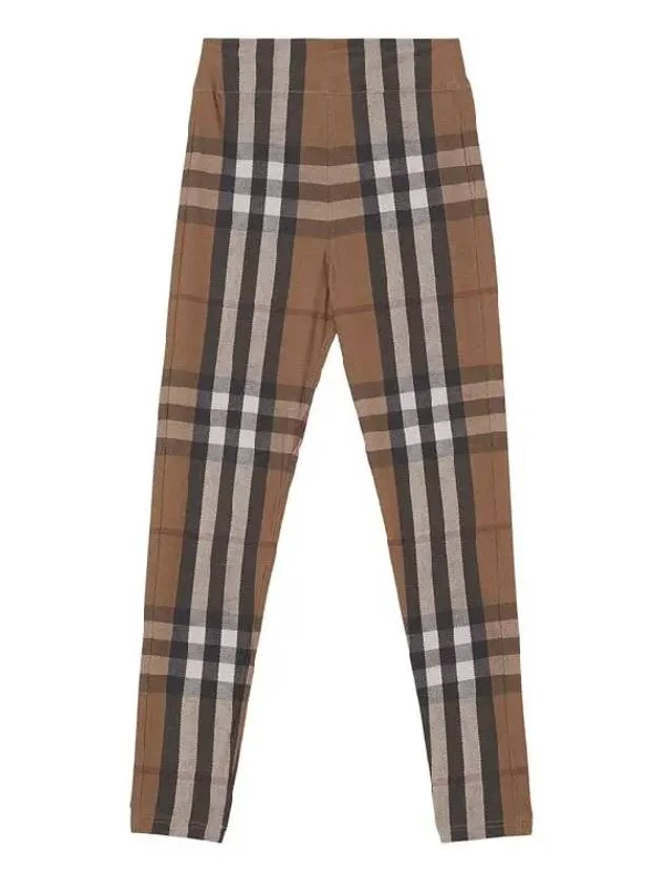 Stretch Check Pattern Leggings Brown