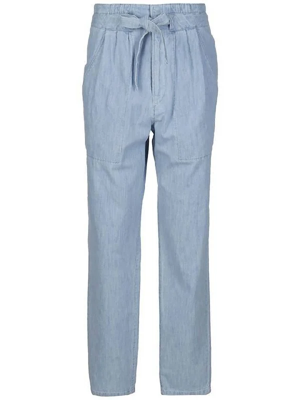 Women's Cotton Ribbon Straight Pants Blue