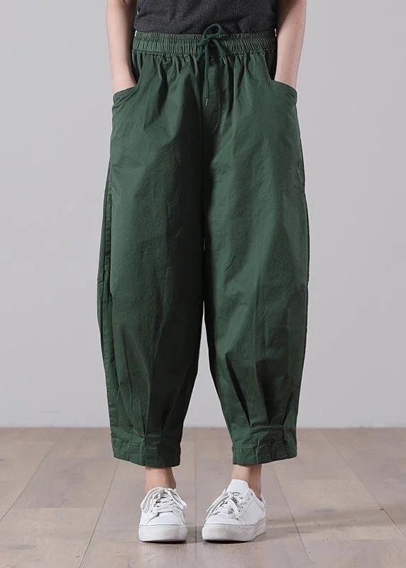 Loose Khaki tie waist Pockets Harem Pants Summer Cotton