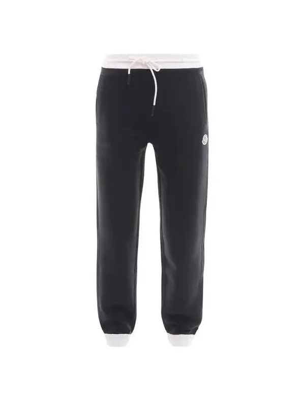 Women's Contrast Trim Drawstring Jogger Track Pants Black